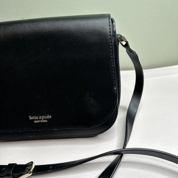 Kate Spade Nadine Medium Flap Black Smooth Leather Crossbody Bag - Picture 4 of 13